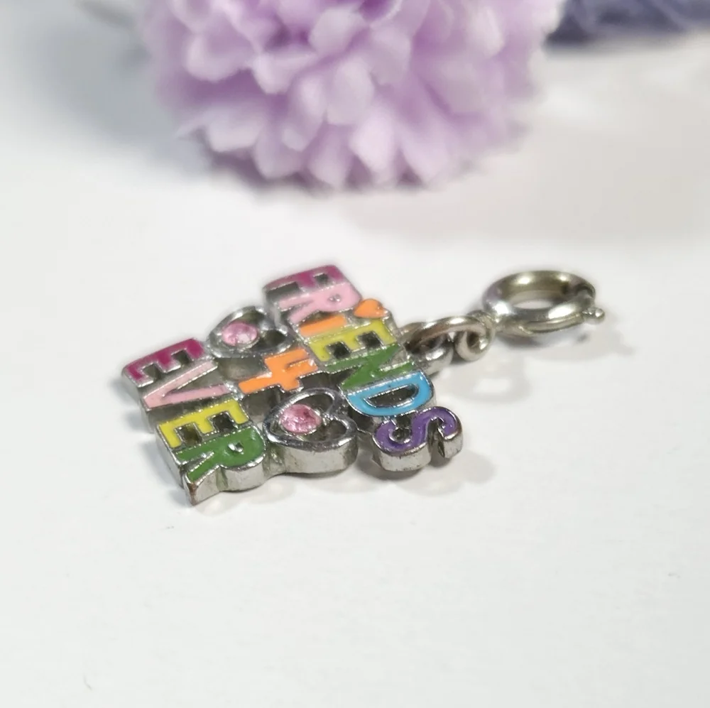 Vintage Rainbow Colors Friends 4 Ever Crystal Pendant Charm Jewelry Making - Picture 7 of 8